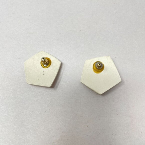 Vintage 80's Earrings‎ Graphic Bright Statement Red Geometric Asian Artsy - Picture 6 of 8